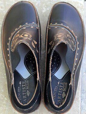 NWOT L'Artiste by Spring Step Burbank B Leather Clogs Brown EU 36 US 5.5-6